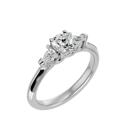 Zhen side pear diamond engagement ring
