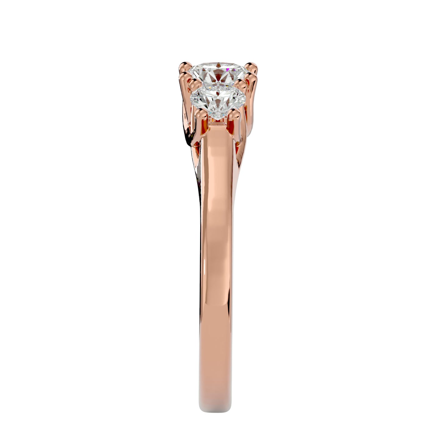 Fang side round diamond engagement ring