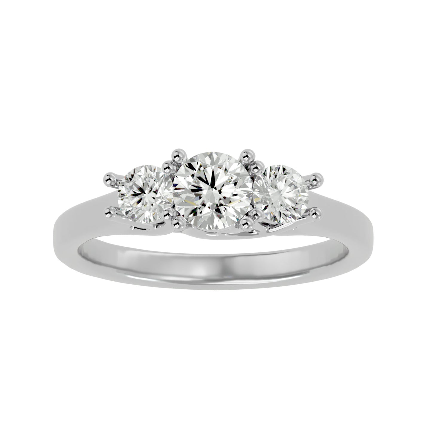 Fang side round diamond engagement ring