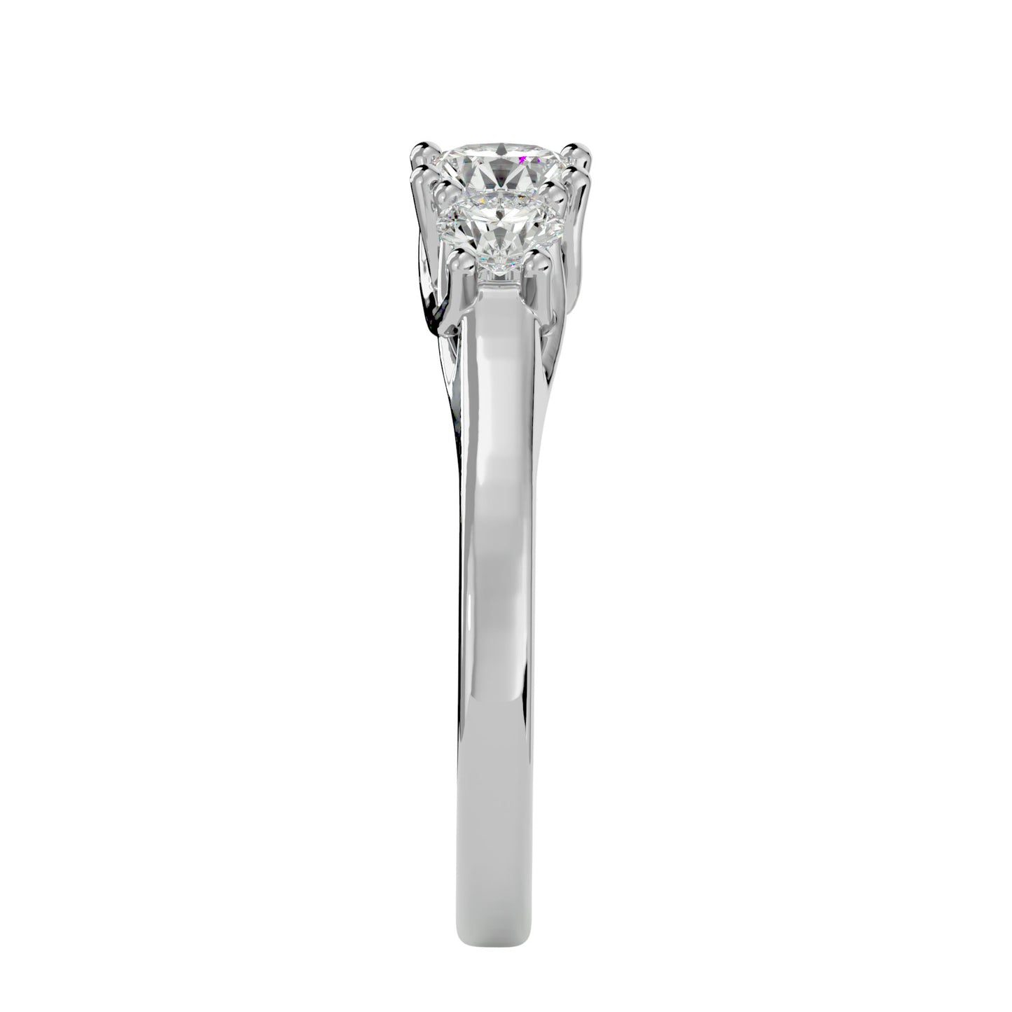 Fang side round diamond engagement ring