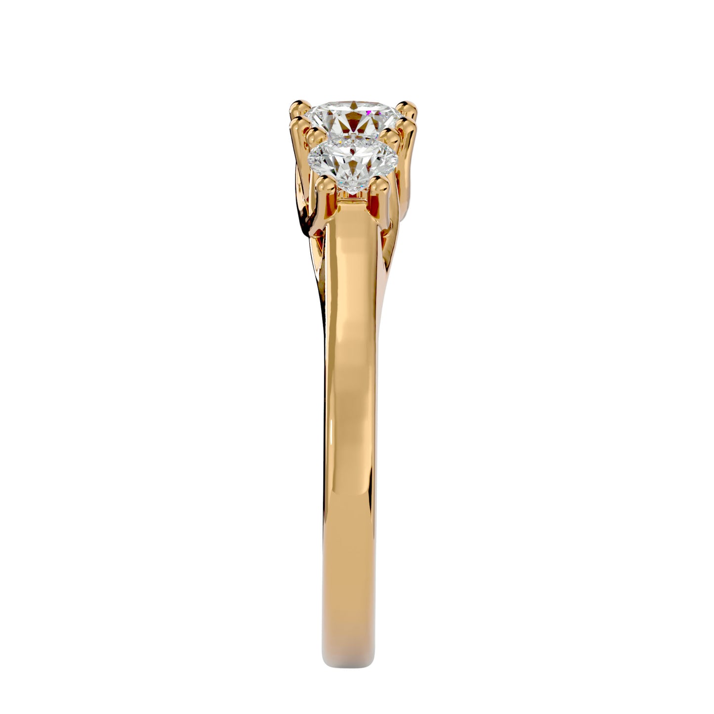 Fang side round diamond engagement ring