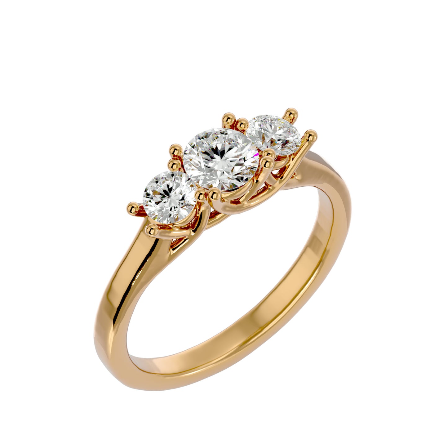 Fang side round diamond engagement ring