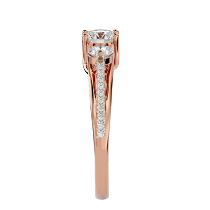 Yuan three stone diamond engagement ring