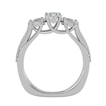 Yuan three stone diamond engagement ring
