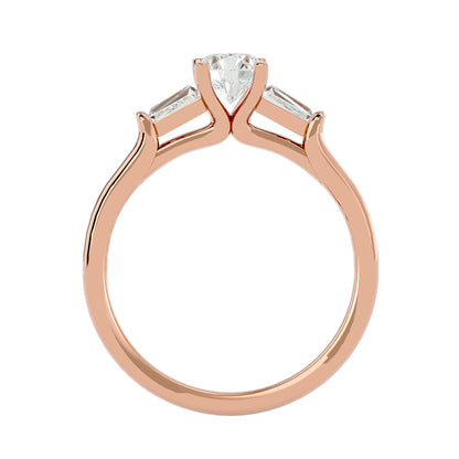 Trang side taper diamond engagement ring