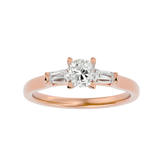 Trang side taper diamond engagement ring