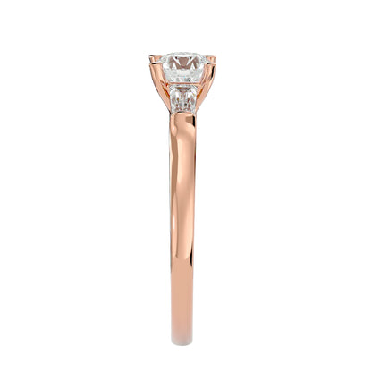 Trang side taper diamond engagement ring