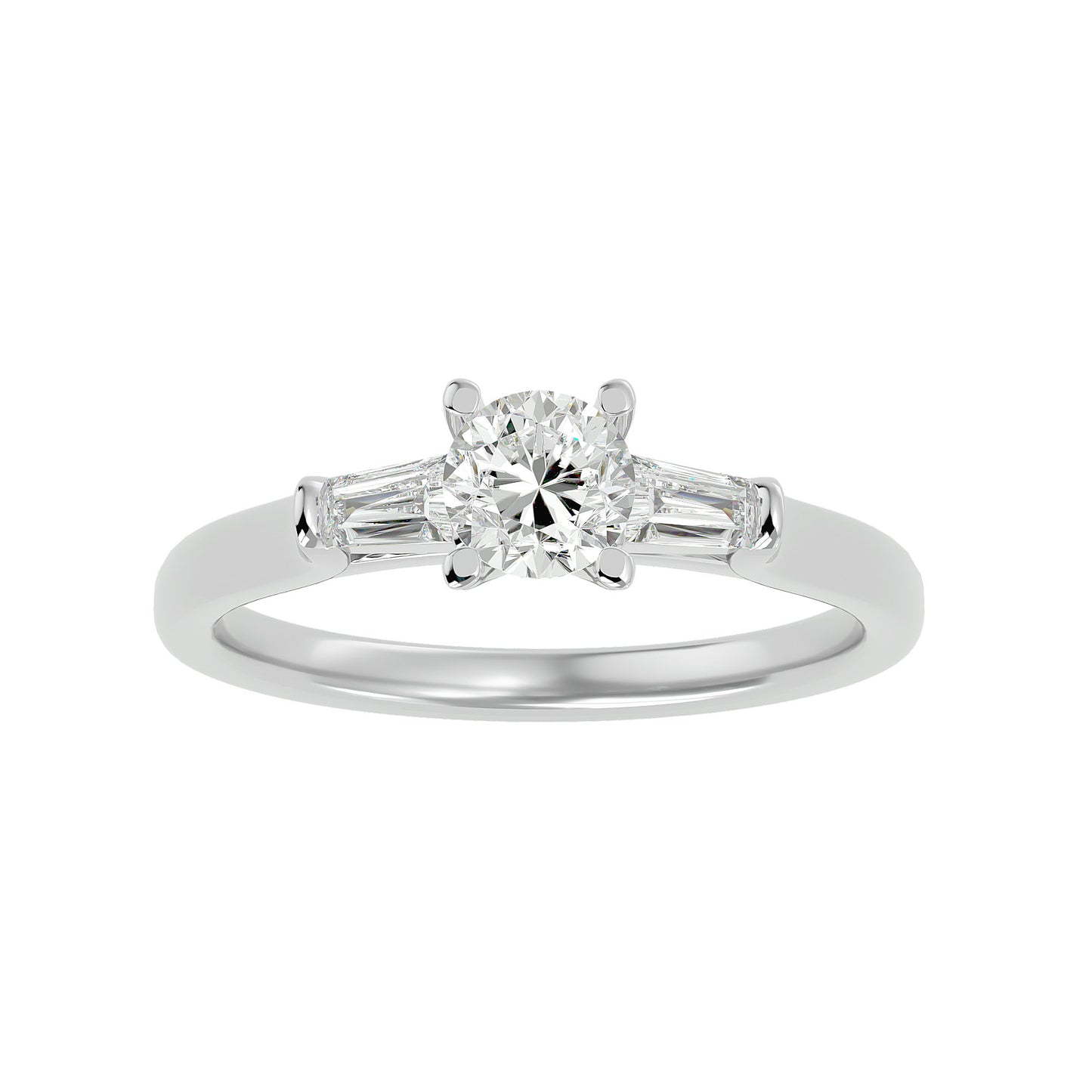 Trang side taper diamond engagement ring