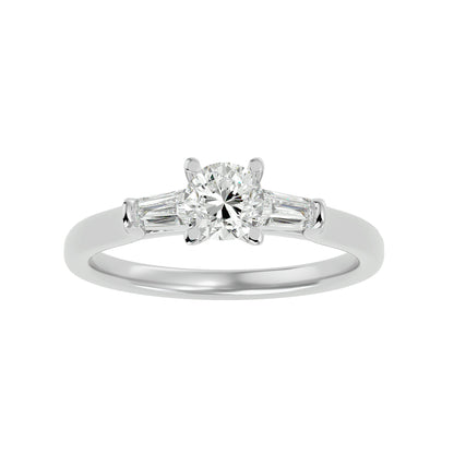 Trang side taper diamond engagement ring