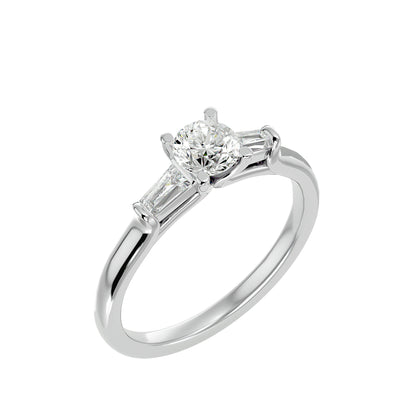 Trang side taper diamond engagement ring