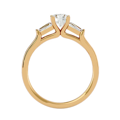 Trang side taper diamond engagement ring