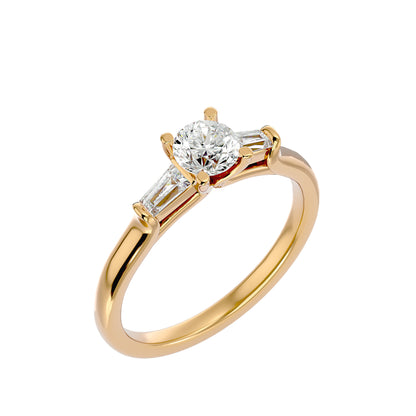 Trang side taper diamond engagement ring