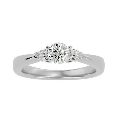 Mei side pear diamond engagement ring