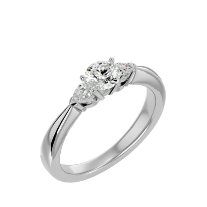 Mei side pear diamond engagement ring