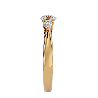 Mei side pear diamond engagement ring