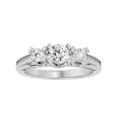 Millie side round diamond engagement ring