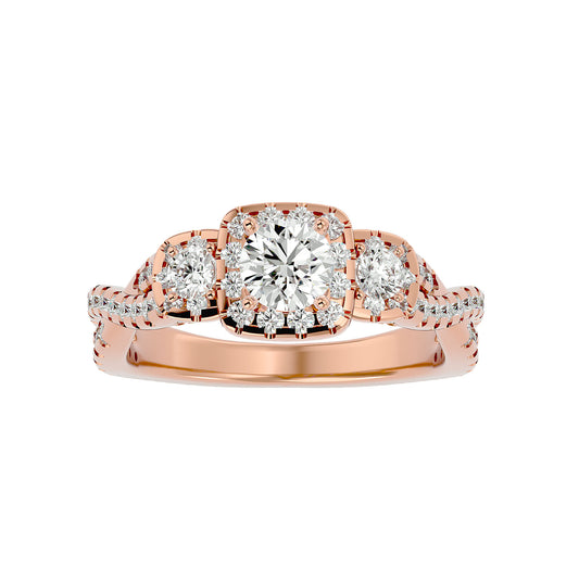 Hina halo side round diamond engagement ring