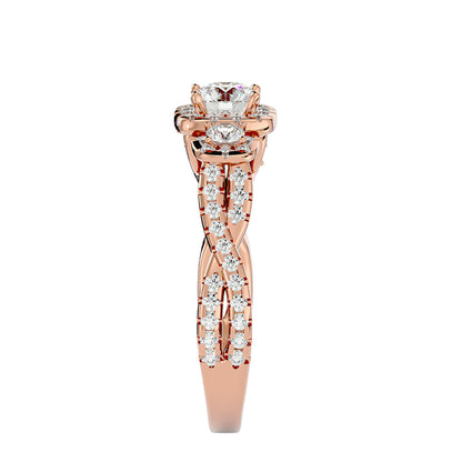 Hina halo side round diamond engagement ring
