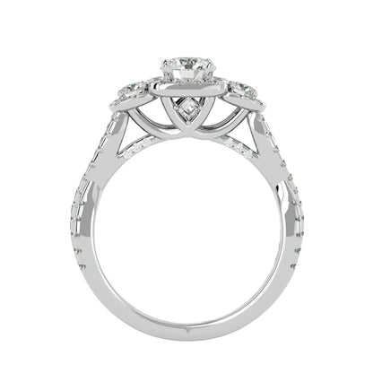 Hina halo side round diamond engagement ring