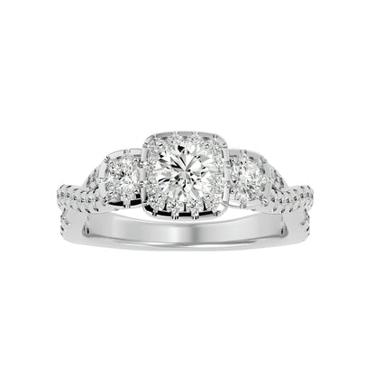 Hina halo side round diamond engagement ring