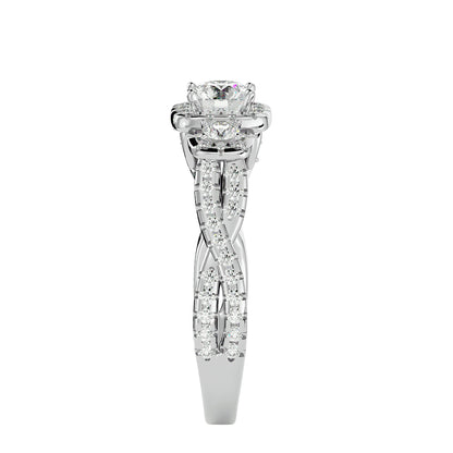 Hina halo side round diamond engagement ring