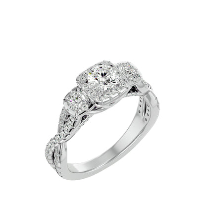 Hina halo side round diamond engagement ring