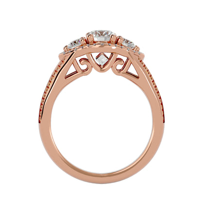 Sakura side round diamond engagement ring