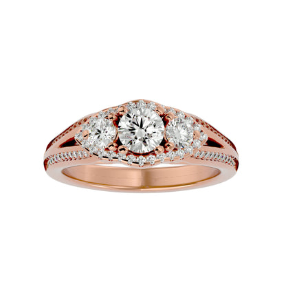 Sakura side round diamond engagement ring