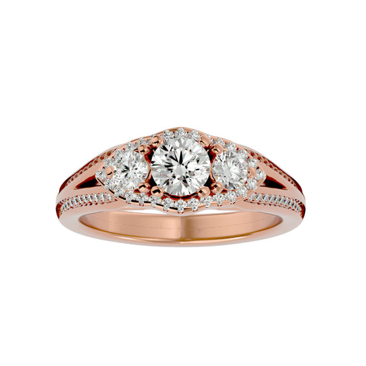Sakura side round diamond engagement ring