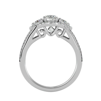 Sakura side round diamond engagement ring