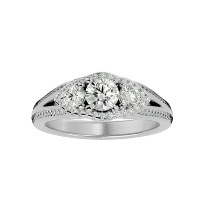 Sakura side round diamond engagement ring