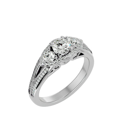 Sakura side round diamond engagement ring