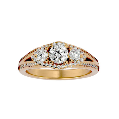 Sakura side round diamond engagement ring