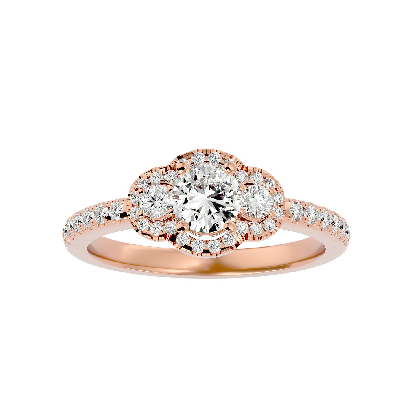 Sayuri three stone diamond engagement ring