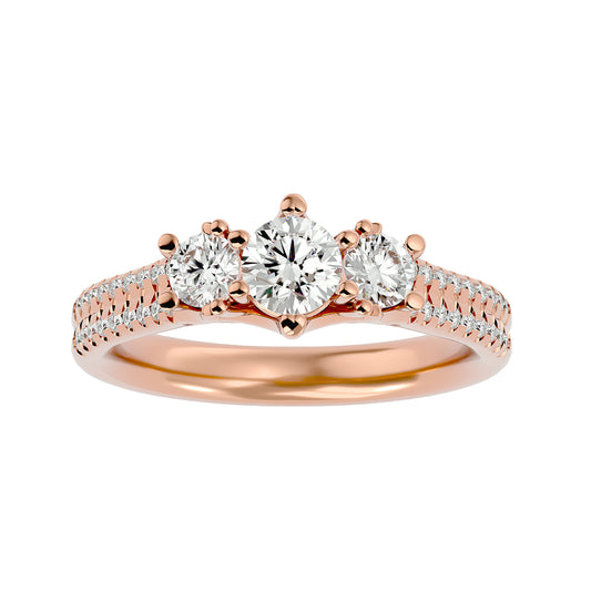 Emiko three stone diamond engagement ring