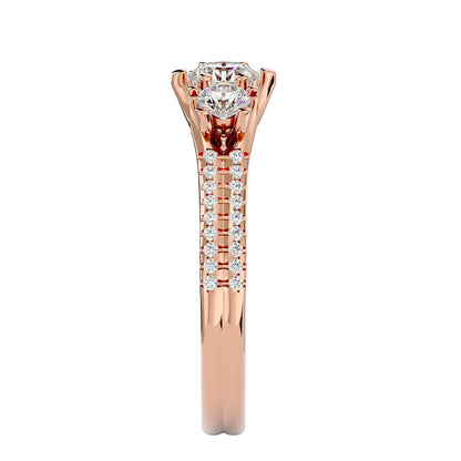 Emiko three stone diamond engagement ring