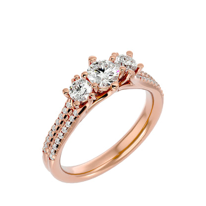 Emiko three stone diamond engagement ring