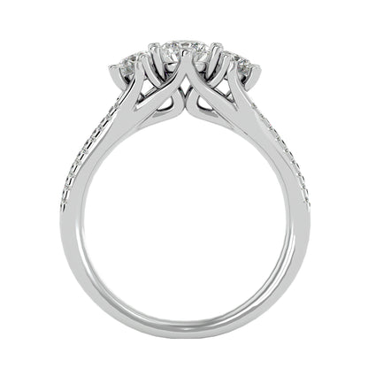 Emiko three stone diamond engagement ring