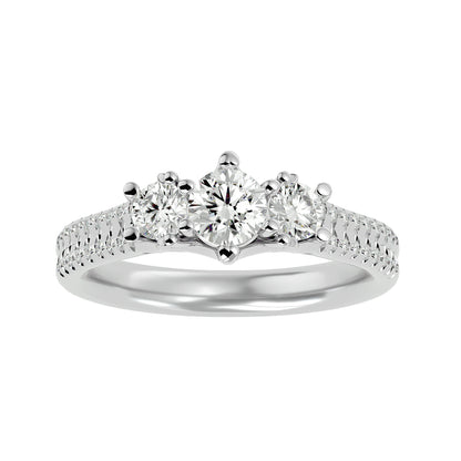 Emiko three stone diamond engagement ring