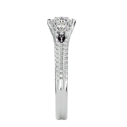 Emiko three stone diamond engagement ring