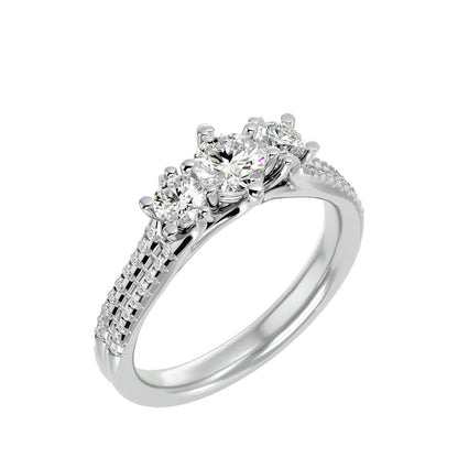 Emiko three stone diamond engagement ring