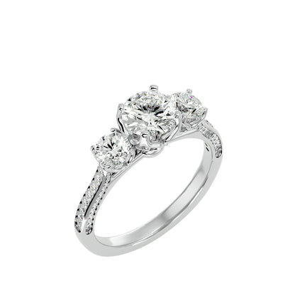 Isabella three stone diamond engagement ring